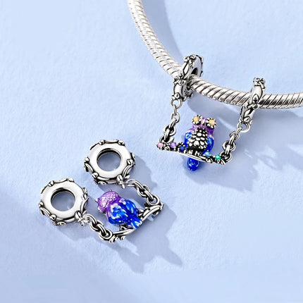 Silver 925 Charm Bead Rose Heart Pandent Butterfly Orchid Clasp Clip Fit Original Bracelet Pendnat Diy For Woman Jewelry