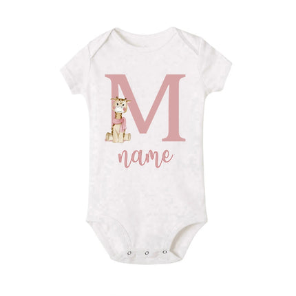 Personalized Baby Bodysuit Initial with Name Newborn Wild One Romper Deer Printed Clothes Baby Girls Clothes Infant Shower Gift