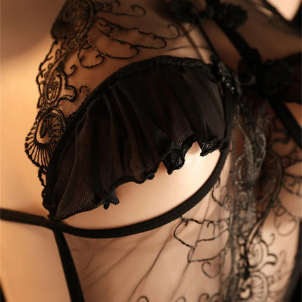 Women Sexy Tassel Lace Open Bra Lingerie Transparent Bodysuit 3 Color 5 Size Choose S/M/L/XL/2XL