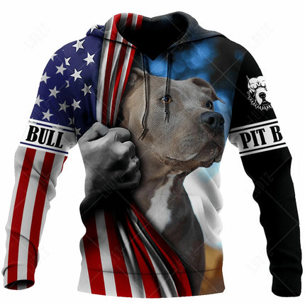 Pet Dog Pitbull Hoodies Men's Hoodie 3D Print Unisex Adult's Tops Autumn Long Sleeve Streetwear Hooded Hoodie For Men Clothing