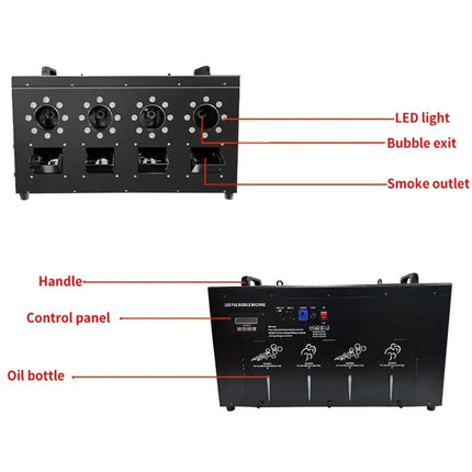 From EU 3000W 1500W LED Smoke Bubble Machine Four Holes Double Holes Wedding Bubble Spray Machine DMX for Stage Special Effect
