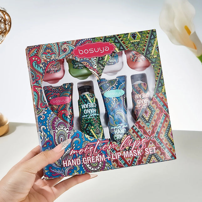 8-piece Lipstick + Hand Cream Set, Fruit Flavor, Long-lasting Hydration, Light and Non-Greasy, Daily Care, Christmas Gift