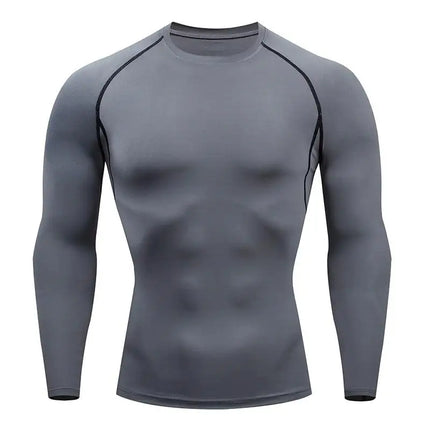 Compression Shirt Men Solid Dry Fit Long Sleeve Sportswear For Male Gym Clothing Running Fitness Tee Training Workout Muscle Top