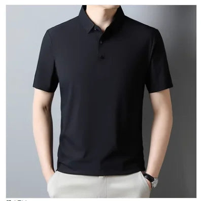 Summer New Men's Short Sleeve Ice Silk POLO Shirt Fashion Simple Men's Business Casual Pullover Large Size 5XL