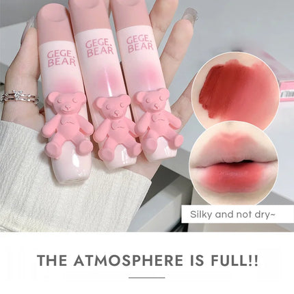 Gegebear Bear Lip Glaze Matte Velvet Lipstick Long-lasting Whitening Lip Cream Lip Mud