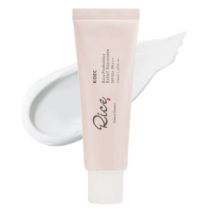 50ml KOEC Rice Probiotics Relief Sunscreen SPF50+ PA+++ Soothing Moisturizing Lightweight Non-Sticky Texture Natural Essence