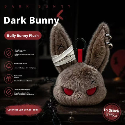 Halloween Gothic Bunny Plush Keychain RabbitBag Charm with Bandage Desian Kawaii Key Ring Pendant Car Bag Ornament Gift