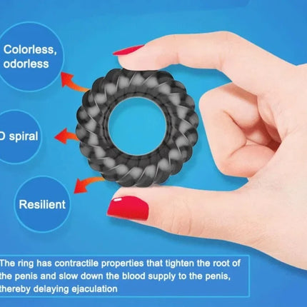 3D Spiral Ring For Penis Sex Toys For Men Delay Time Ejaculation Cockring Soft Elastic Erotic Adult Toys Rings For Male