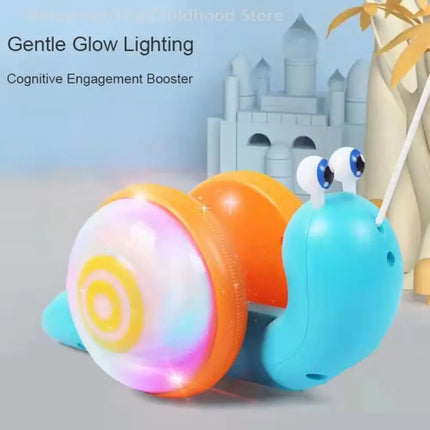 Baby Walker Pull String Snail Car Toy Learning To Walk Cartoon Pet Drag Rope Snail Interactive Glowing Pull-Along Snail Toy
