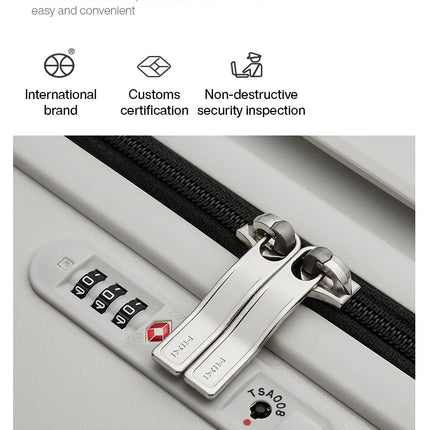 Mixi Front Laptop Pocket Suitcase Wide Handle Travel Suitcase Men 20''Carry-On Luggage Women PC Aluminum Frame Trolley Case 24''