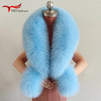 Winter Natural Fox Fur Scarf And Cuff Set Women Jacket Fur Collar Authentic Neck Warm Scarves Luxury Fluffy Fox Fur Shawl