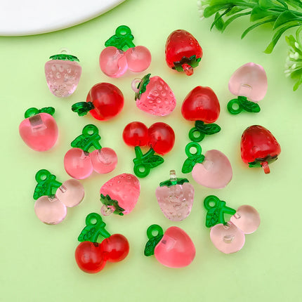 10/18pcs Fruits Charms Resin Strawberry, Cherry, Apple Pendants for DIY Bracelets Necklaces Earrings Jewelry Making Accessories