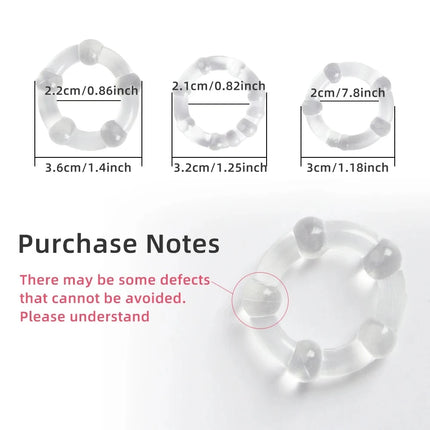 3Pcs Beaded Silicone Penis Ring - Delay Ejaculation & Enhanced Stamina Erection Ring for Men Adult Sex Toy Sex Tool for Man