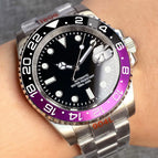 Miyota-glass back / black purple-oyster