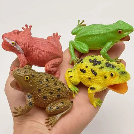 4PCS Frog Toy Squeak Sound Realistic Animals Figures Weird Prank Stuff Gag Gifts Funny Novelty For Teens Boys Girls