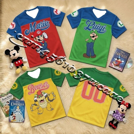 Bandai Brand Movie Game Theme Mario Mario Luigi, Kuba Series Sports Jerseys Summer Oversized T-shirts Adult Family Matching 2026