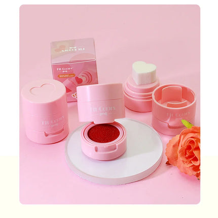 Heart Blush Stick Sponge Stamp Facial Blush Waterproof Brightening Face Contouring Shadow Blusher Tint Cheek Korean Cosmetics