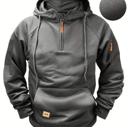 Autumn/Winter New Men's Hoodie Fashion Casual Sports Hoodie Retro Harajuku Long Sleeve Zipper Multi Pocket Loose Street Wear