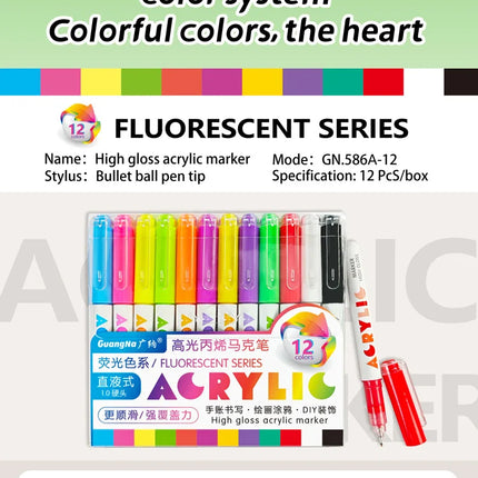 Guangna 168/72 Colors High Gloss Acrylic Marker Pen Set,Hard Headed Drawing Pens,Professional-Grade Paint Pen for DIY Graffiti