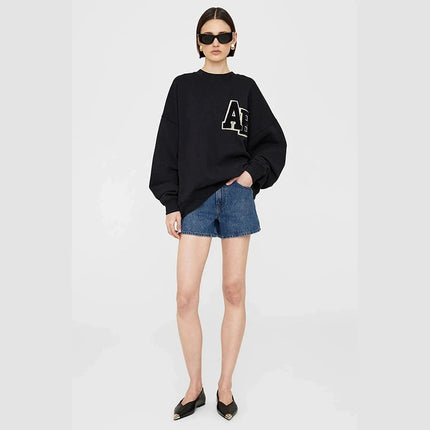 2025 Winter New North American Niche Classic Letter BING Printed Inner Fleece High Neck Loose Women's Sweatshirt