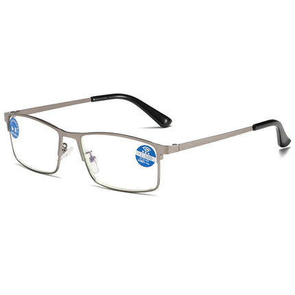 Men Metal Half Frame Reading Glasses Luxury Designer Anti Blue Light Eyeglasses Finished Prescription Presbyopia Eyewear To +4.0