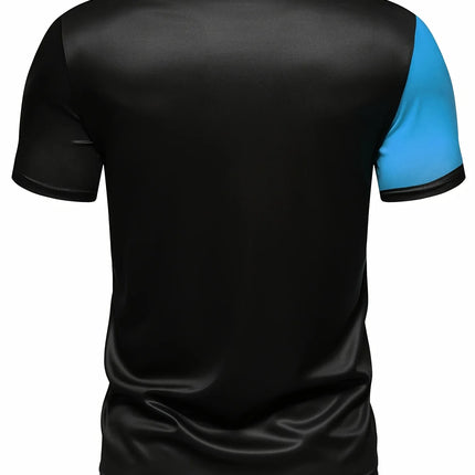 The 2025 summer new men's short-sleeved POLO shirt features a casual fashionable comfortable and soft 3D striped pattern print