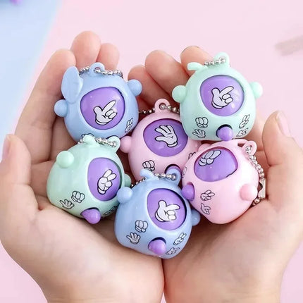 Rock Paper Scissors Guessing Keychain Pendants Mini Finger Flick Game Toy School Bag Pendant Birthday Party Gift