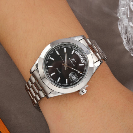 Fashion Watch Casual Clock for Men Business Daily Stainless Steel Quartz Wristwatch Clock Watch for Couples Father Gift