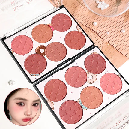 Natural Makeup 6-color Blush Palette – Sweet & Charm Light Shades for Brightening Matte Watercolor Effect Perfect for Days