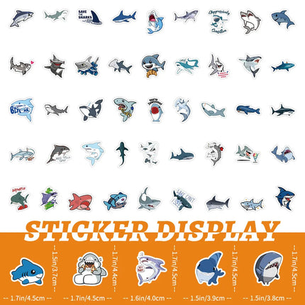 100Pcs Cute Cartoon Shark Ocean Sticker Set - Waterproof Decor for Luggage & Phones AnimeWorlds Store