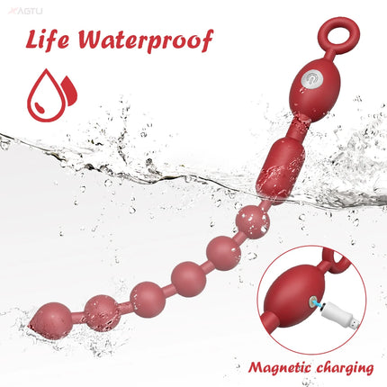 Anal Beads Vibrator Butt Plug Silicone 9 Vibration Modes Anal Plug Vibrating Sex Toys Bullet Vibrator for Men Women Couples