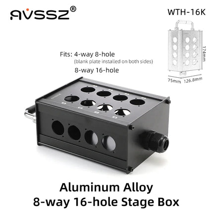 Multi-channel Al alloy Cable Blank Cable Box 16/24/32 Channels for Stage Mobile Audio XLR Male Female Audio Signal Cablebox hole