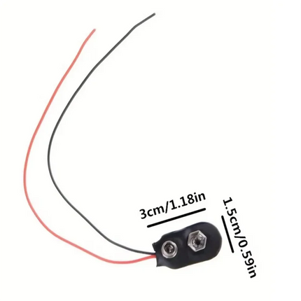 10pcs 9V Battery Clips Black Red 2Wired Cable Connection Connector Buckle 9 Volt Battery Clip Connector Battery Holder