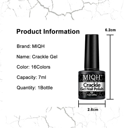 Crackle Nail Polish Gel, 7ML/0.24oz - Hypoallergenic, Acetone-Free, Blow-Dryable for Quick Cracking Effect