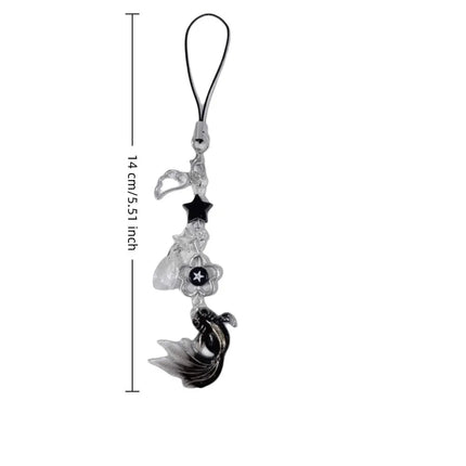 Plastic Lucky Koi Phone Pendant Crystal Beads Unique Mobile Phone Chain Simulation Fish Lightweight Beaded Keyring School