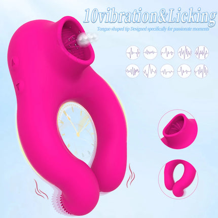 Unisex Vibrator Male Penis Ring Tongue Licking Sex Toy 3 Motor Vagina Masturbator G-spot Clitoris Stimulator Sex Toys for Couple
