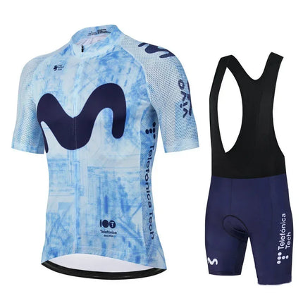 Movistar Pro Team Summer Cycling Jersey Suit Men's Breathable Mountain Bicycle Clothing Set Bike Mountain Maillot Ropa Ciclismo