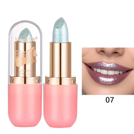 Chameleon Lipstick Color Changing Matte Glitter Diamond Lipstick Waterproof Pearl Shine Lip Gloss Sexy Makeup