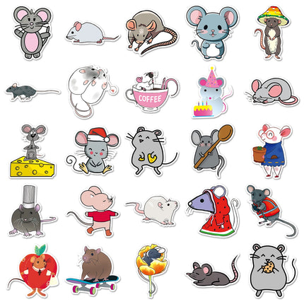 50Pcs Rat series Cartoon Cute Waterproof Sticker Skateboarding Snowboard Retro Vinyl home decal Sticker