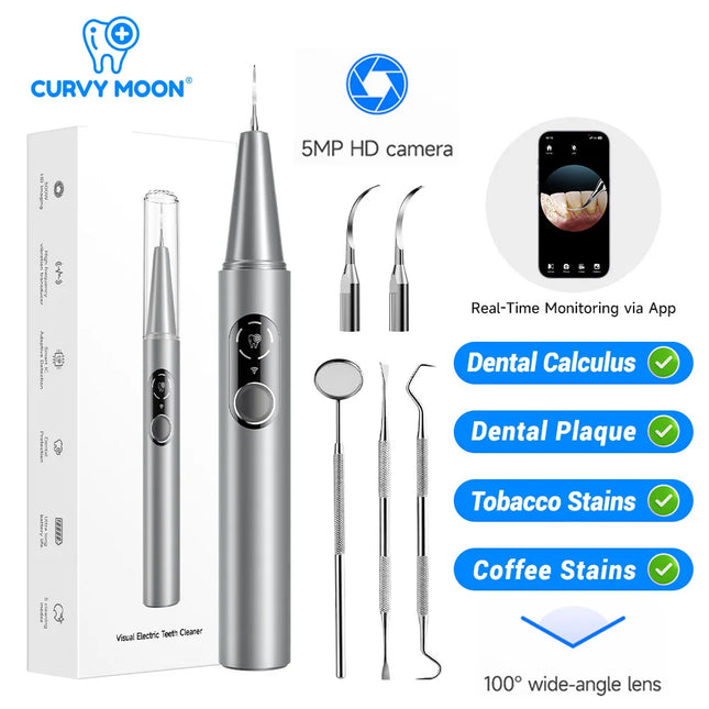 Visible Electric Ultrasonic Tooth Cleaner 500MP 100° Wide-angle Camera Plaque Tartar Calculus Stain Remover Tooth Whitening Kit