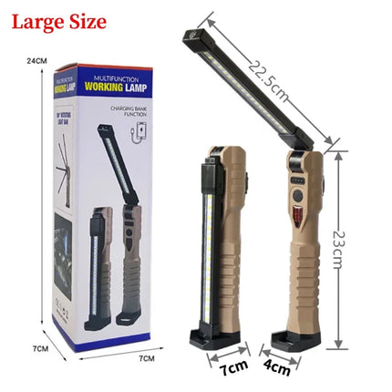 Folding COB Work Light LED Flashlight with Built-in Battery Lamp Torch Emergency Car repair Lamp Red SOS Strobe Camping lantern