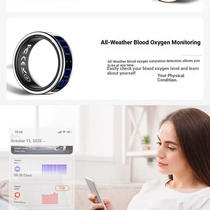 2026 Smart Ring Call ID Reminder Heart Rate Blood Pressure Monitor Men Women Smartring 5ATM Waterproof Health Multi Sports