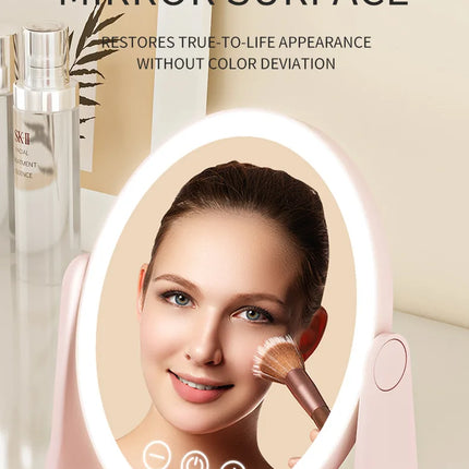 LED Makeup Mirror, Portable Flip Lighted Vanity Mirror with Touch Dimming, 3X Magnifier and Rechargeable Design for Desk
