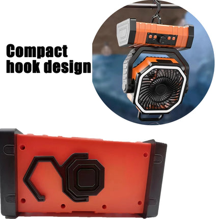 Multi-functional 30000mAh Outdoor Fan with 270° Rotation 3 Brightness LED Lights USB Rechargeable for Camping Fishing Hiking Fan