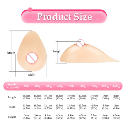 KUMIHO Fake Boobs Self-Adhesive Silicone Breast Form for Drag Queen Transgender Crossdresser Cosplay Mastectomy Prothesis