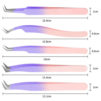 New Eyelash Extension Fiber Tip Tweezers Purple Gradient Stainless Steel Professional High Precision Tweezer for Volume Fans