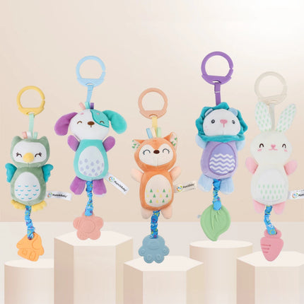 Animal Rattle Newborn Soft Stuffed Hand Grip Baby Toys Shaker Crinkle Squeaky Sensory Travel for Toddler Hanging Toy Gifts