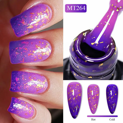 7ml Glitter Thermal Gel Nail Polish Temperature Color Changing Semi Permanent Soak Off Varnish For Manicure Gel Nail Supplies