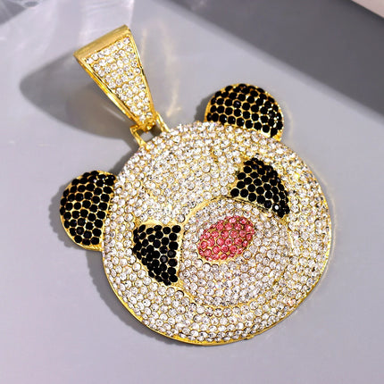 Hip hop Men Iced Out Cuban Link Chain Necklace for Men withPanda Tiger Shark Lip Heart Dollar Pendant Wholesale Jewelry Gifts