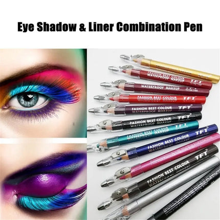 Beauty Eye Cosmetics Glitter Colourful Matte Waterproof Highlighter Pigment Eyeliner Pencil with Sharpener Eye Shadow&Liner Pen